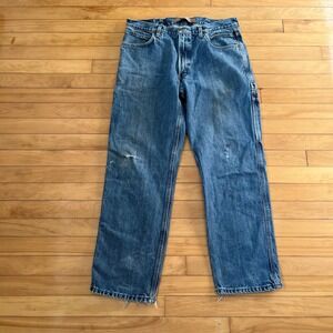 Levis 550 Carpenter Relaxed Jeans Mens 36x32 Blue Distressed Workwear Denim
